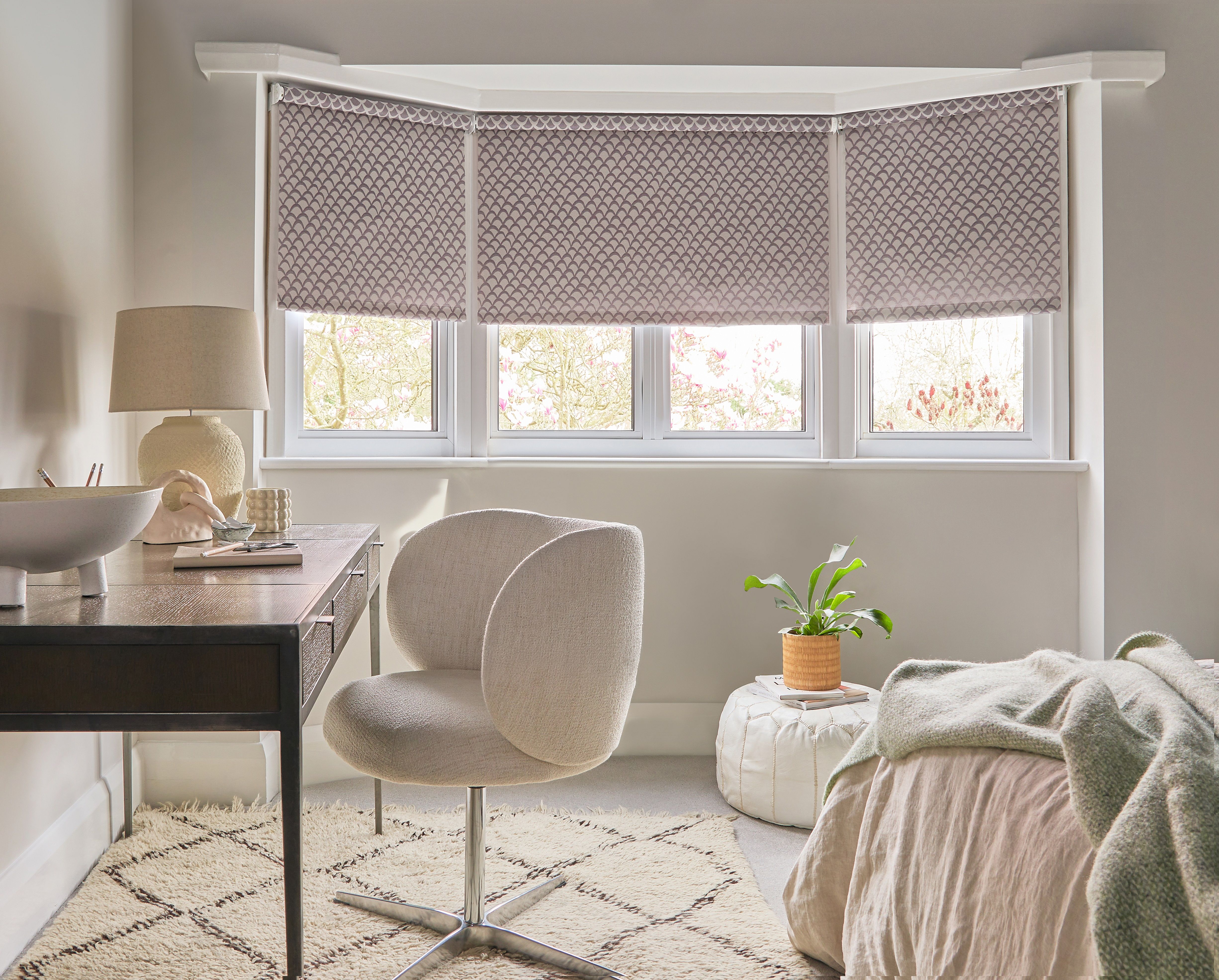 Modern interior with furniture and window blinds